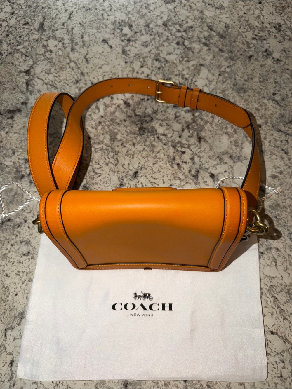 Coach Hero Crossbody Bag in Orange with Gold Hardware - Picture 7 of 13